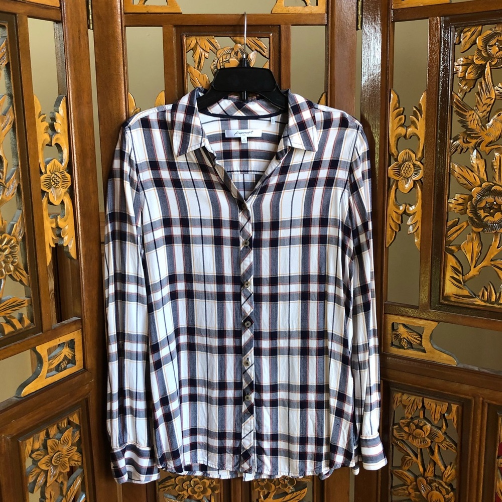 Foxcroft Plaid Button Down Blouse - image 1